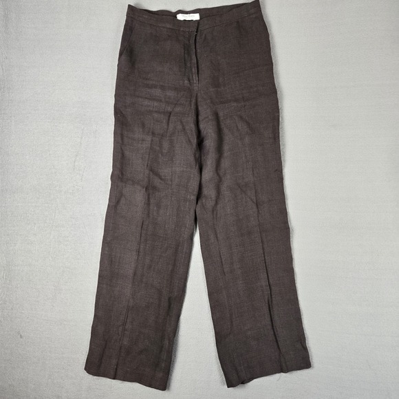 Max Mara Pants Womens 30 Puro Lino 100% Linen Brown Wide-Leg Lightweight - Picture 1 of 8